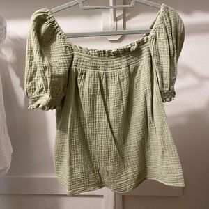 Square neck gauze top